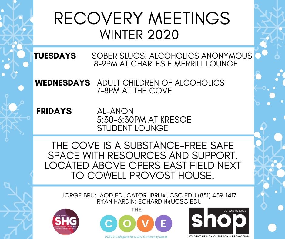 Recovery Meeting schedule, refer to caption
